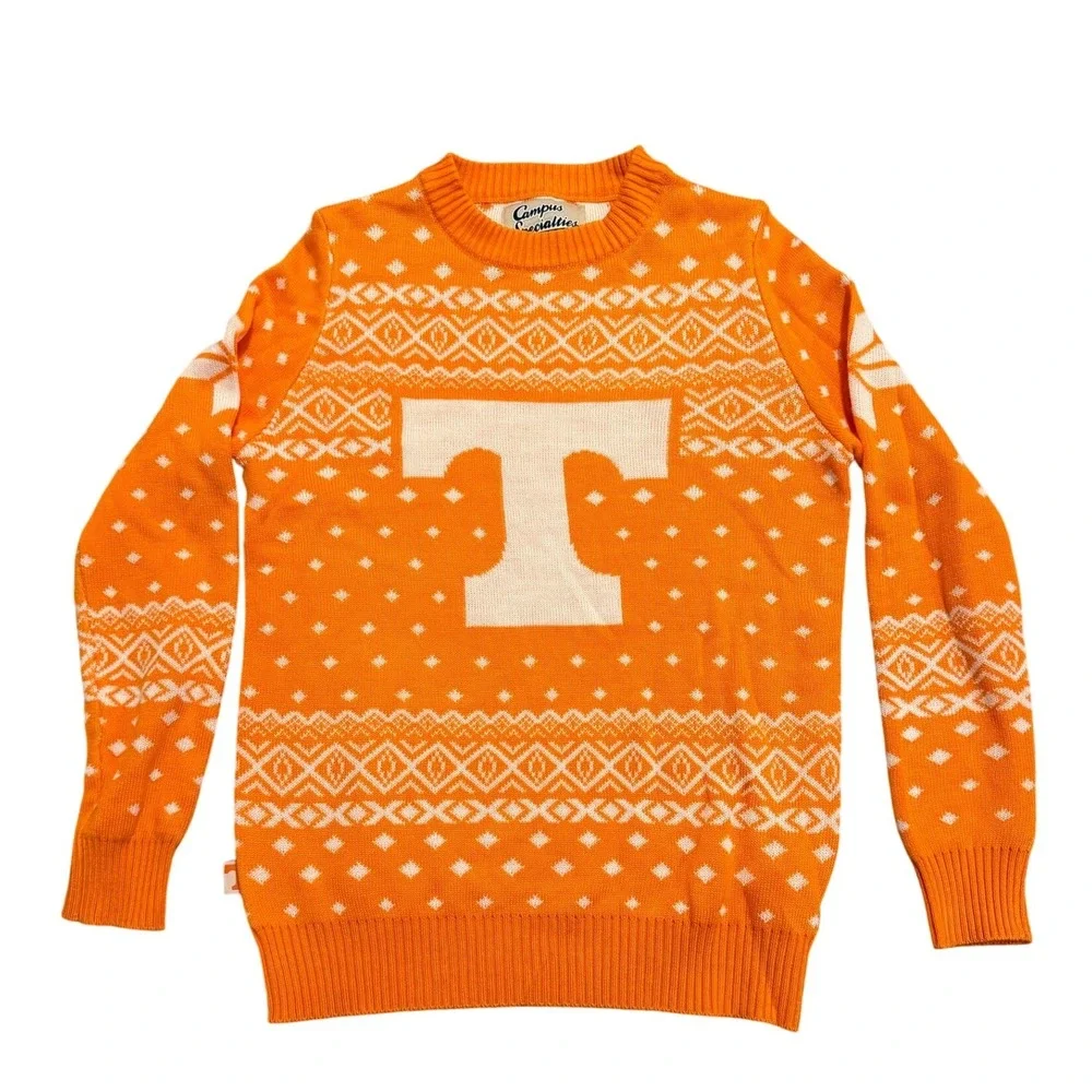 Campus Specialties Tennessee Volunteers NCAA Orange Fair Isle Sweater Mens Small